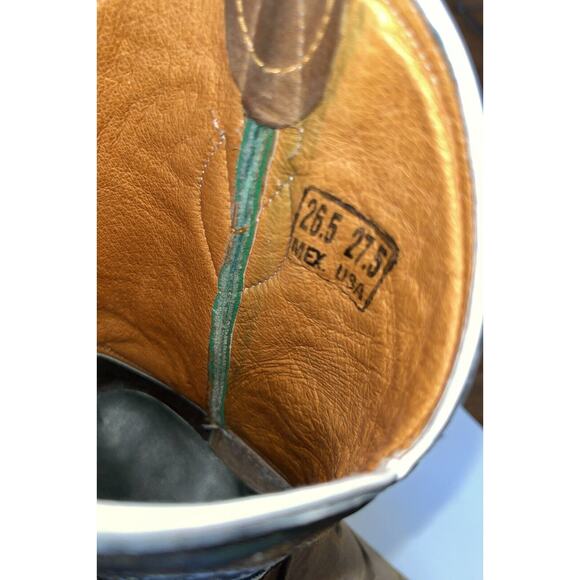 Derramadero Embroidered Western Boots Green/ Brown Leather Men 27.5 US 9.5 - Picture 8 of 10